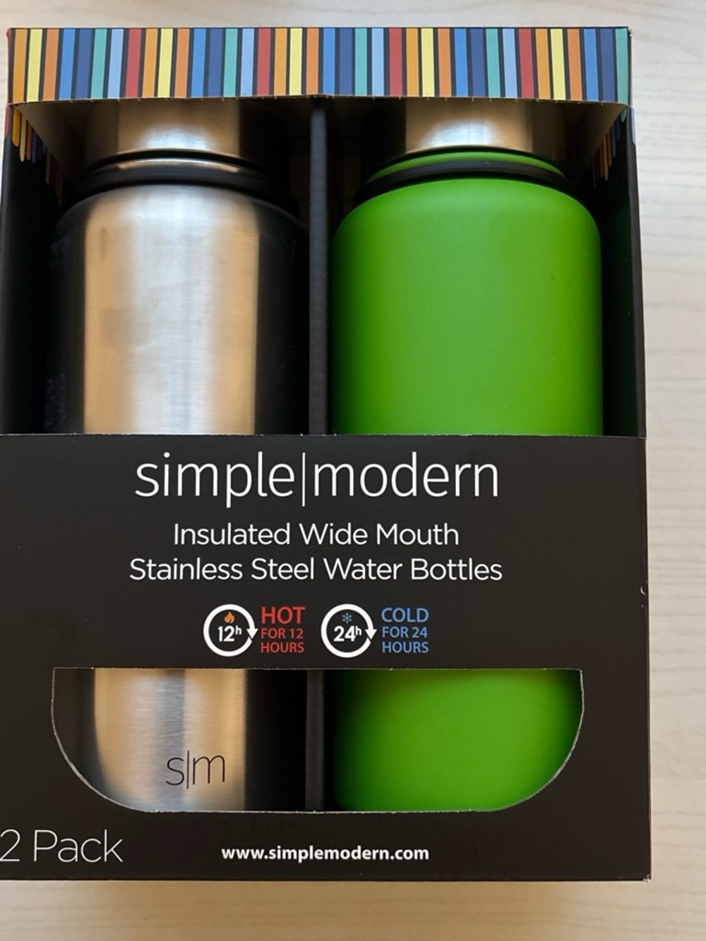 simple|modern Insulated Stainless Steel Bottle Set - Green & Stainless